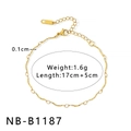 Geflochtenes Mesh-Armband aus 18K vergoldetem Edelstahl mit Karabinerverschluss - Wellenring-Schnallenstil (NB-B1187) / Gold
