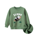 Sudadera de forro polar verde para niños con estampado de panda y detalle interior - Verde Artemisa / 110cm