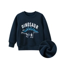 Dark blue fleece dinosaur sweatshirt for boys with ribbed cuffs and round neck design - Royal Blue / 110cm