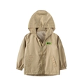 Jungen-Windjacke in Khaki mit Kapuze, Reißverschluss und dekorativem Label - 100cm / Khaki (YR248)