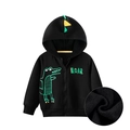 Felpa con cappuccio nera per bambini con stampa dinosauro e calda fodera in pile - 110cm / Nero