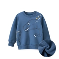 Sweat-shirt pour garçons en bleu foncé doublé polaire avec imprimés dinosaures - 100cm / Bleu Armée