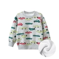 Graues Fleece-Sweatshirt für Kleinkinder mit bunten Vintage-Autos und warmem Futter - Melierter Grauer Wagen / 90cm