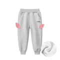Kids gray fleece sweatpants with pink wing accents and Tiny Wings embroidery detail - Mixed Grey / 100cm