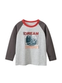 Boys long sleeve t-shirt with raglan sleeves and artistic Dream graphic print - 100cm / Heather Gray / Dark Gray