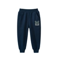 Dark blue kids sports pants with letter M print and elastic waist for casual wear - 90cm / Royal Blue