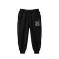 Kids black elastic waist joggers with green M letter print and side pockets - 90cm / Black