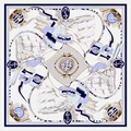 90x90cm zijden sjaal met nautische zeilschip- en ankermotieven op een blauwe basis - Blauw Wit Beige (Aanbevolen Kleur)