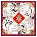 Vierkante zijden sjaal van 90x90cm met nautisch patroon van zeilboten en ankers in rood blauw - Rood