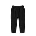 Classic black cotton kids sports pants with elastic waistband and curved side pockets - 90 / Black