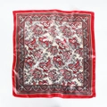 Classic red paisley silk-like square scarf with white and black patterns and satin finish - Red Paisley