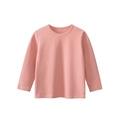 Classic kids long sleeve plain pink cotton T-shirt featuring a comfortable round neckline - Dark Orange / 90cm