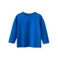 Maglietta a maniche lunghe per bambini in cotone blu brillante con girocollo classico - Blu reale / 90cm