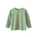 Sage green long sleeve cotton T-shirt for toddlers with minimalist crewneck design - Green / 90cm
