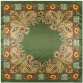 Vintage paisley print square silk scarf in olive green and bohemian floral patterns - Army Green