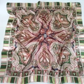 Luxurious emerald green and deep red paisley silk scarf with striped satin edge - 90x90cm / Grass Green