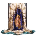 90cm satin silk scarf featuring vintage gold key, clock patterns and green borders - Mixed Retro Key Chain (#22)