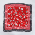 Red leopard print silk square headscarf with floral patterns and decorative borders - 60x60cm / 14# Best Selling Red Floral
