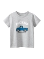 T-shirt gris en coton pour bambin avec motif de camionnette bleue et imprimé blanc - 100cm / Gris Chiné