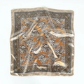 Golden paisley print satin square headscarf 60x60cm with smooth silk finish - 60x60cm / 25# Gold Paisley