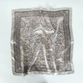 Elegant paisley square silk scarf in beige and grey with a smooth satin border - 60x60cm / 24# Silver Paisley