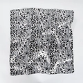Leopard print silk square scarf in black, white, and grey tones with soft satin texture - 60x60cm / 23# Silver Leopard