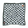 Square silk neck scarf featuring black polka dots with red butterflies and orange roses - 60x60cm / 8# Dark Green Polka Dot