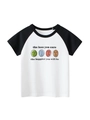 Katoenen kinder t-shirt met raglanmouwen en grafische print met motiverende tekst - 120cm / Off-White/Zwart