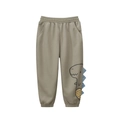 Kids khaki anti-mosquito joggers featuring a cartoon dinosaur print and blue side 3D spikes - 90 / Khaki