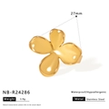 Goudkleurige roestvrijstalen ring met vierbladig bloempatroon en sterontwerp - Verstelbaar Open / Vierbladige Bloemvorm Stijl (NB-R24286) / Goud