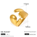 Anello aperto in acciaio inossidabile dorato con design a onde, larghezza 17 mm - Stile Aperto Arrotondato e Audace (NB-R24387)