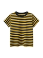 Kids short sleeve cotton T-shirt featuring classic yellow and black horizontal stripes - 90cm / Ginger Yellow and Black Striped