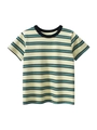 Boys striped short-sleeved cotton T-shirt with green, yellow and black horizontal stripes - 90 / Yellow Green Black Striped