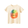 Beiges Kinder T-Shirt aus Baumwolle mit buntem Löwen-Print und bequemem Rundhals-Ausschnitt - Größe 90 / Beige Aprikose