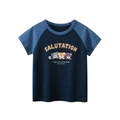 T-shirt raglan pour enfants bleu marine et clair avec imprimé de trois ours mignons - 90cm / Bleu Noble/Bleu Marine