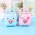 Huchas de cerdito de metal rosa y azul con asa y candado para niños y niñas - Rosa