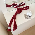 Deep red cable knit scarf for women with soft texture and chic minimalist aesthetic - Wine Red