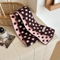 Sciarpa in maglia reversibile a pois marrone e rosa, morbida e calda stile collegiale - 180*8.5cm / Rosa e Caffè