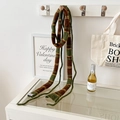 Sciarpa sottile in lana a maglia con strisce marroni e verdi e frange delicate - Righe Verde e Marrone