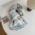 Écharpe tricotée Fair Isle en laine mélangée bleu clair avec motifs jacquard vintage - Bleu Ciel