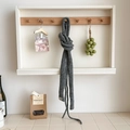 Dark grey knitted wool skinny scarf with double rope design in a minimalist style - Over 175cm / Gray