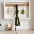 Dark green knitted wool scarf for women with soft texture hanging on a wooden wall hook - Over 175cm / Army Green