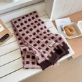 Écharpe en maille damier rose et marron pour femme en laine mélangée texture douce - Plus de 175cm / Rose Café Carreaux