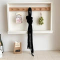 Elegant skinny black knit wool scarf with a double-rope minimalist Korean style design - Over 175cm / Black