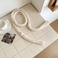 Minimalist beige 100% wool knit skinny scarf with premium texture on tile background - Off-white