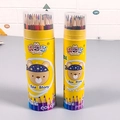 Set of 12 or 36 colored pencils in yellow cylindrical tins with cartoon bear design - 18 Colors