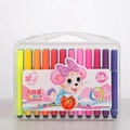 Close-up of 24-color washable watercolor pens in a portable transparent carrying case - 24 Colors Set