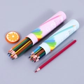 Portable 12-color oily colored pencil set in pink and blue cylindrical containers - 12-Color Variety(NO:2003-12)
