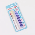 0.5mm blue erasable gel pen set with three refills in blue and white blister packaging - Pen And Blue Ink Refills