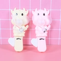 Mini manual cow-shaped hand press fan for kids in pink and beige colors - Pink Cow